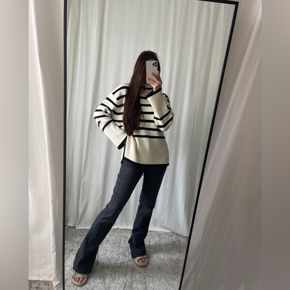 SYLVIE STRIPED SWEATER 🆕 — In Cream - Picture 7 of 10